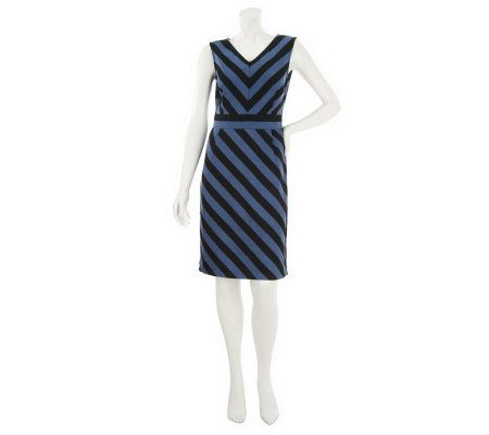 Linea by Louis DellOlio Sleeveless Stripe V-neck Long Dress - A232510