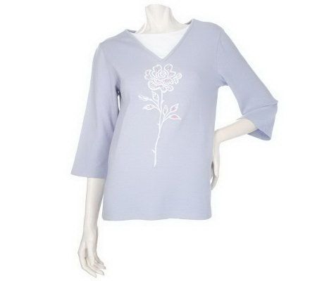 As Is Bob Mackies Rose Detail Layered Pullover Top - A232910