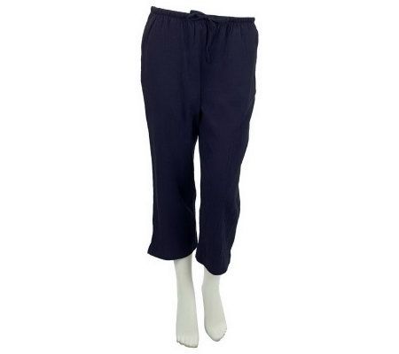 As Is Denim & Co. Classic Waist Gauze Drawstring Crop Pants - A236510