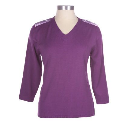 Portfolio by John Bartlett V-neck Sweater w/Contrast Trim - A67010