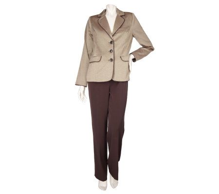 Dialogue Notch Collar Textured Jacket with Piping and Solid Pants - A85910