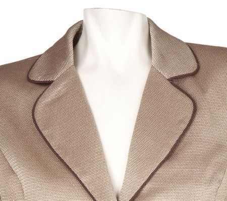 Dialogue Notch Collar Textured Jacket with Piping and Solid Pants