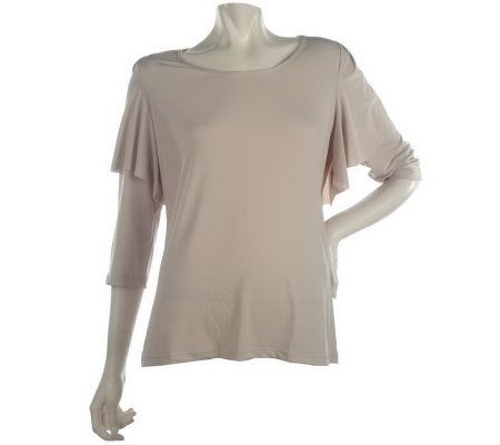 George Simonton Milky Knit Scoop Neck Top with Capelet - A188311