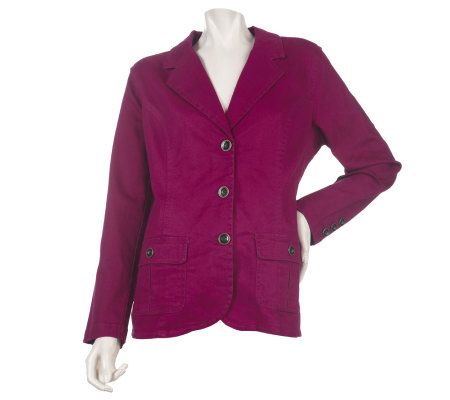 Denim & Co. Long Sleeve Notch Collar Stretch Denim Blazer - A217611