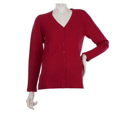 Susan Graver Essentials V-neck Long Sleeve Cardigan - A220911