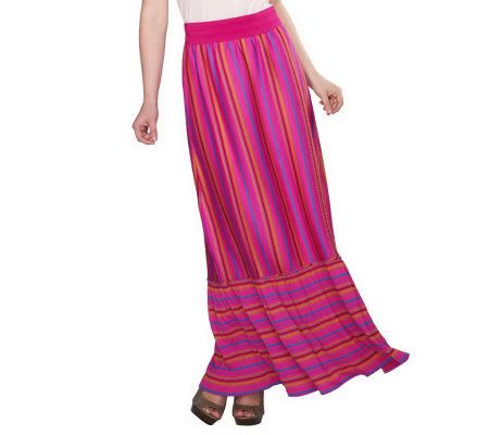 Isaac Mizrahi Live! Maxi Skirt with Elastic Waist - A224411