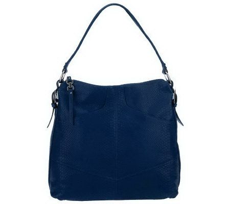 B. Makowsky Cobra Embossed Leather Zip Top A-Line Hobo Bag - A226311