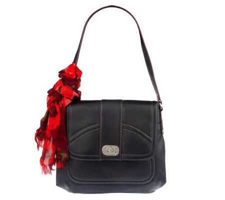 As Is Isaac Mizrahi Live! Pebble Leather Flap Shoulder Bag - A227511