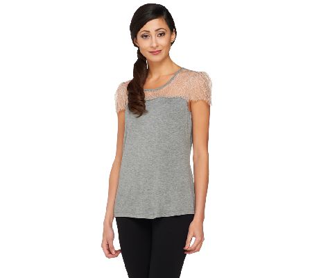 Nicole Richie Collection Knit Top with Lace Detail - A228711
