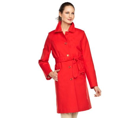 Isaac Mizrahi Live! Water Repellent Stretch Rain Coat