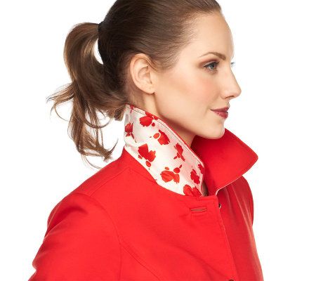 Isaac Mizrahi Live! Water Repellent Stretch Rain Coat