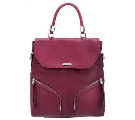 As Is B. Makowsky Glove Leather Convertible Backpack - A234011