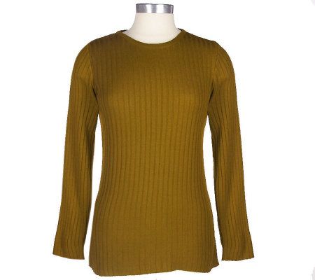 Nina Leonard Ribbed Crew Neck Sweater - A65411