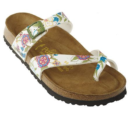 Papillio Tabora Paint &Stitched Flower Print Toe LoopSandals - A213512