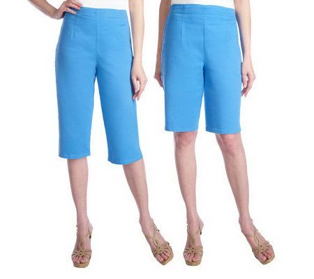 Denim & Co. Set of Twill Classic Waist Shorts and Pedal Pushers - A215512