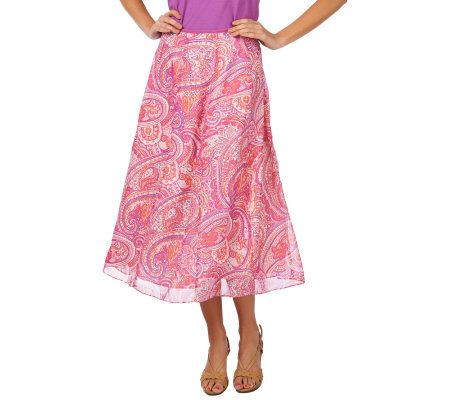 Liz Claiborne New York Crinkle Chiffon Paisley Print Skirt - A221812