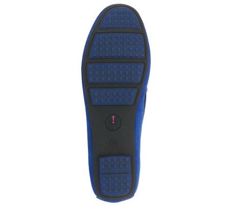 Isaac Mizrahi Live! Suede Moccasin with Patent Bow Detail