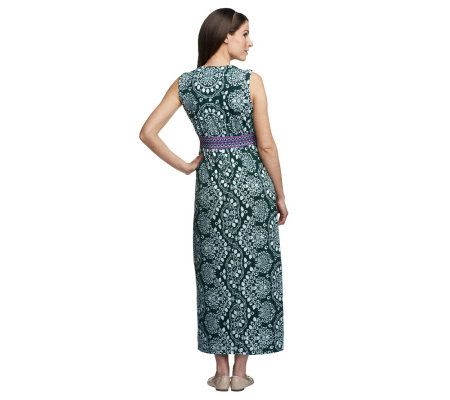 Linea by Louis DellOlio Printed V-Neck Maxi Dress