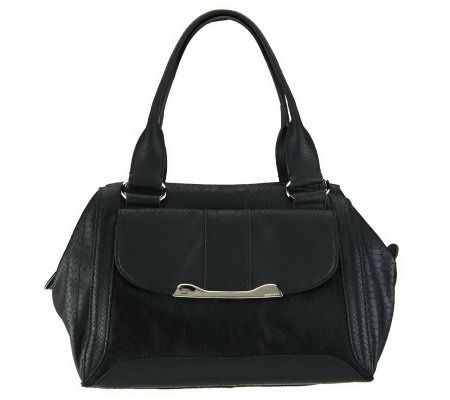 B. Makowsky Cobra Embossed Leather Satchel with Haircalf Detail - A226312