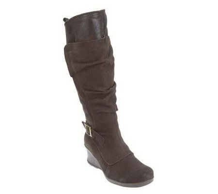 BareTraps Nangelic Suede Wedge Boots w/ Ruching Detail - A227912