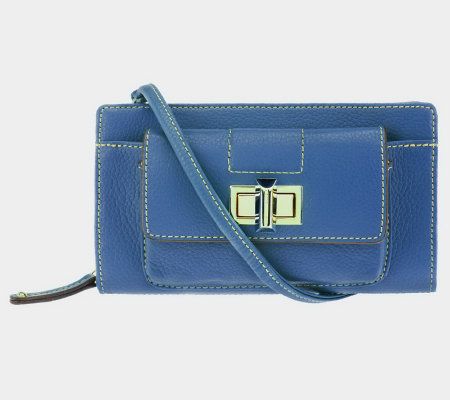 Tignanello Pebble Leather Slim Crossbody with Turnlock Closure - A231012