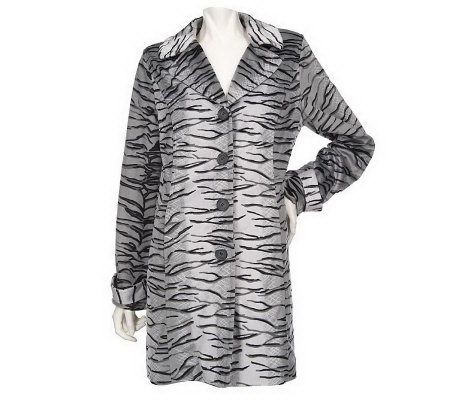 As Is Dennis Basso Tiger Print Flat Faux Fur Coat - A233012