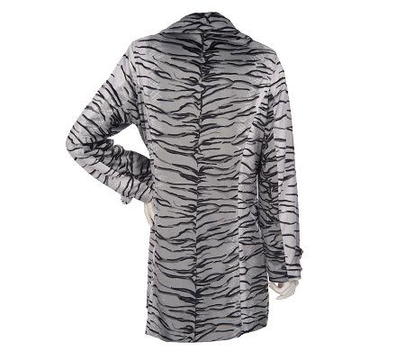 As Is Dennis Basso Tiger Print Flat Faux Fur Coat