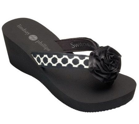 Lindsay Phillips Belle Wedge Black SwitchFlop Flip Flops - A326712