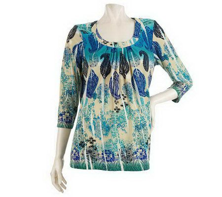 Susan Graver Sublimation Print Scoop Neck Trapeze Knit Top - A91312