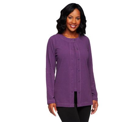 Denim & Co. Sueded Jersey Cardigan and Shell Twinset - A15113