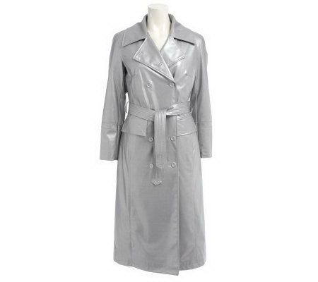 Excelled Ladies Faux Leather RainwearTrench Coat - A193113