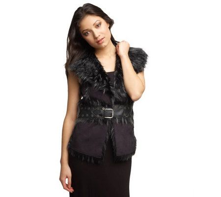 Luxe Rachel Zoe Faux Shearling Vest with Nailhead Detail - A209413