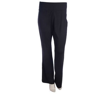 Susan Graver Butterknit Wide Waistband Boot-cut Reg Yoga Pants - A213313