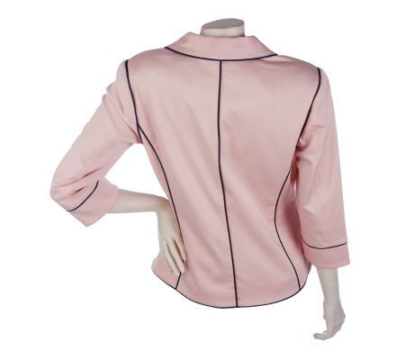 Linea by Louis DellOlio Three Button Blazer w/ Piping Detail