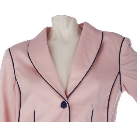 Linea by Louis DellOlio Three Button Blazer w/ Piping Detail