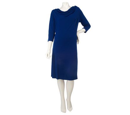 George Simonton Drape Neck Knit Dress with Shoulder Detail - A216613