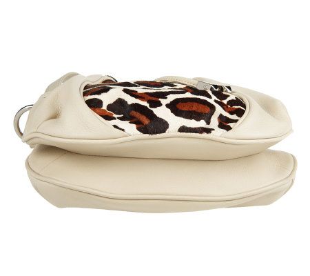 B. Makowsky Haircalf Framed Crossbody Bag w/ Leather Trim