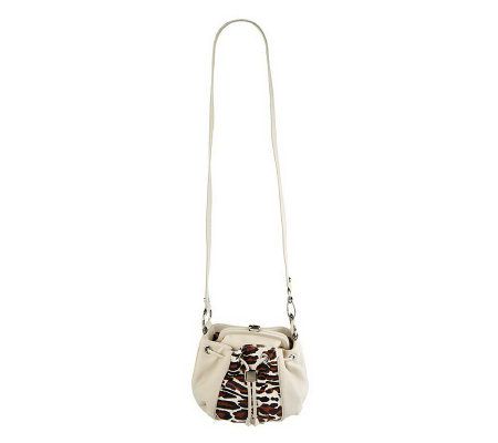 B. Makowsky Haircalf Framed Crossbody Bag w/ Leather Trim