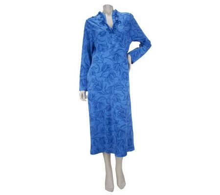 Carole Hochman Tulip Lines Cotton Jersey Zip Up Caftan - A220513