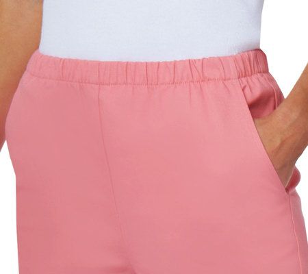 Denim & Co. Pull-on Stretch Twill Capri Pants w/ Battenburg Lace