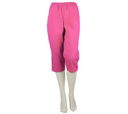 Denim & Co. Pull-on Capri Pants w/Button Detail and Pockets - A223813