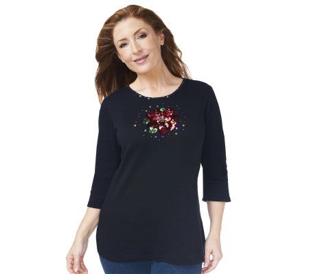 Quacker Factory Bling in the Holidays Fleece Vest & T-shirt Set