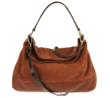 B. Makowsky Glove Leather and Suede Convertible Shoulder Bag - A226313