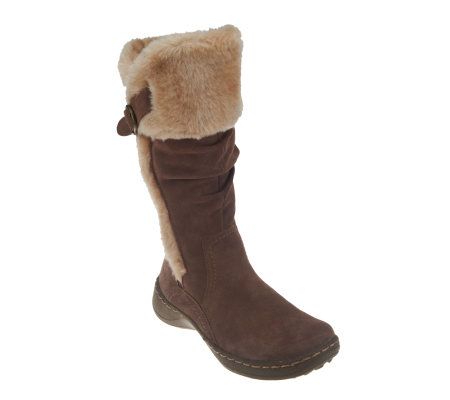 BareTraps Emilse Suede Boots w/ Faux Fur and Ruching - A227913