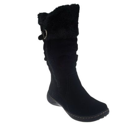 BareTraps Emilse Suede Boots w/ Faux Fur and Ruching - A227913