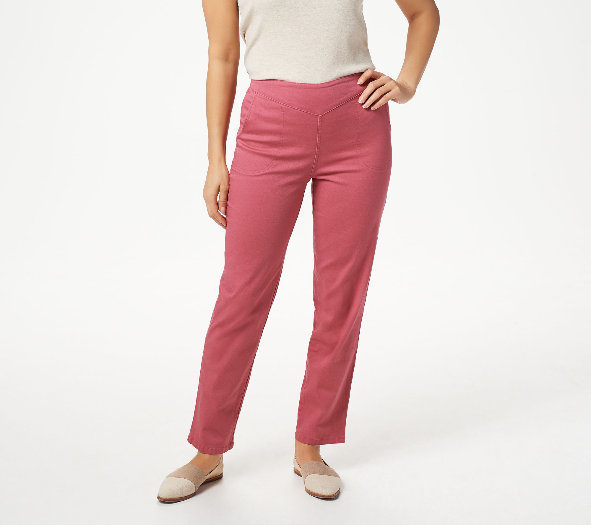 Denim & Co. Pull-On Front V-Yoke Pants with Pockets - A228213