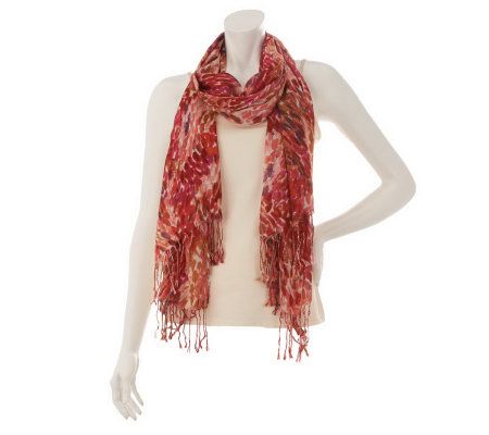 Liz Claiborne New York Brush Stroke Printed Scarf w/ Fringe - A229613