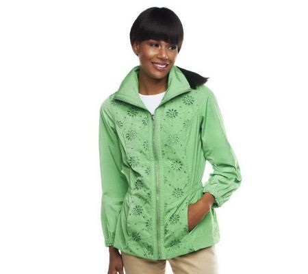 Denim & Co. Zip Front Eyelet Detail Jacket with Pockets - A232113