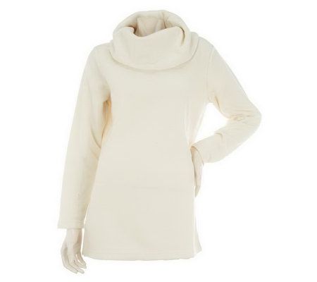 As Is Denim & Co. Long Sleeve Cowl Neck Fleece Tunic - A235813