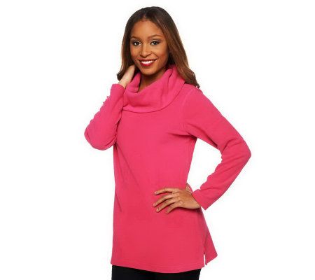 As Is Denim & Co. Long Sleeve Cowl Neck Fleece Tunic - A235813